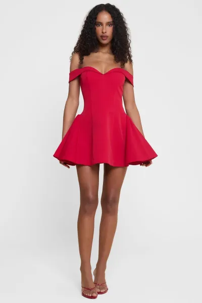 Women Fashion Sexy Summer Solid Color Off-Shoulder Elegant A-Line Dress
