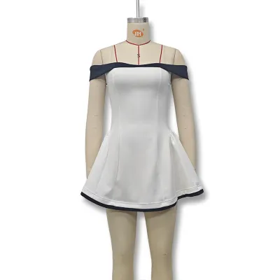 Women Fashion Sexy Summer Solid Color Off-Shoulder Elegant A-Line Dress