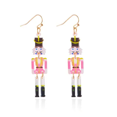 Christmas Women Fashion Acrylic Santa Claus Elk Crutch Earrings