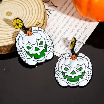 Halloween Women Fashion Funny Cartoon Oil Pumpkin Ghost Bat Earrings