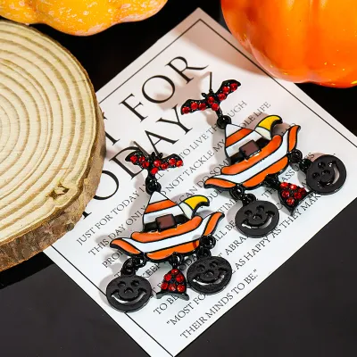 Halloween Women Fashion Funny Cartoon Oil Pumpkin Ghost Bat Earrings