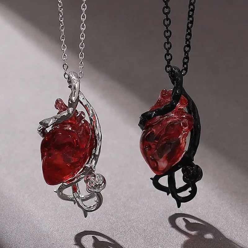 Halloween Women Fashion Heart Couple Titanium Steel Necklace