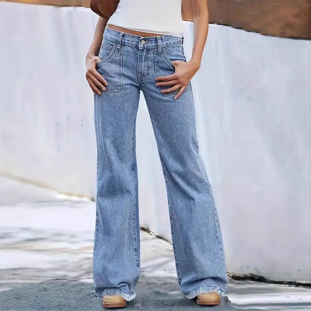 Women Fashion Loose Straight-Leg Jeans