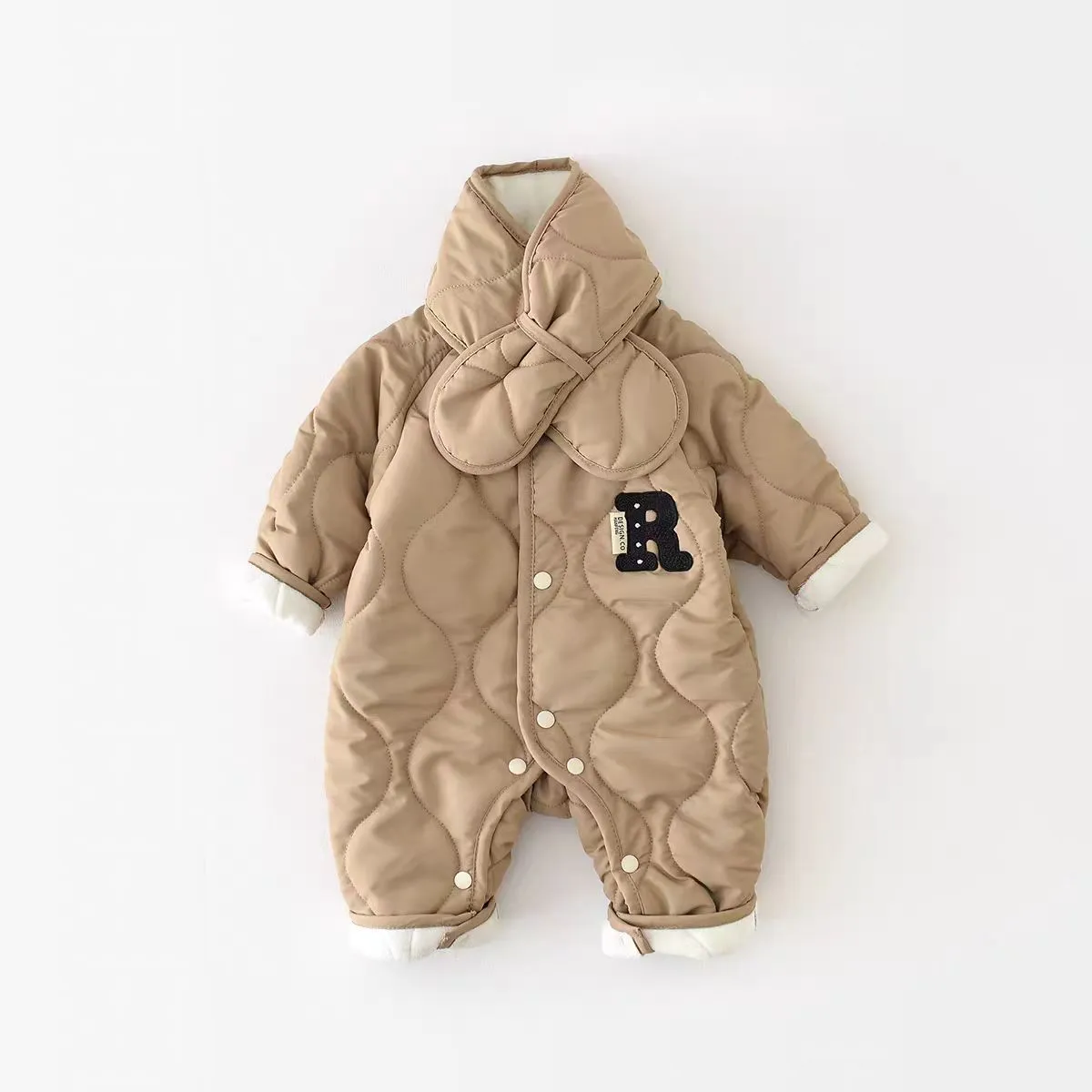 Kids Baby Boys And Girls Autumn And Winter Thickened Warm Cotton-Padded Long-Sleeve Jumpsuits