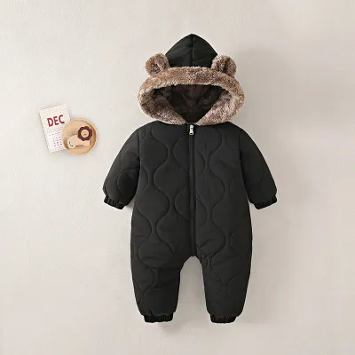 Kids Baby Boys And Girls Fashion Autumn Winter Cotton-Padded Thickened Long-Sleeve Jumpsuit