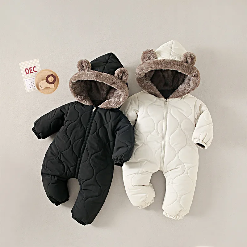 Kids Baby Boys And Girls Fashion Autumn Winter Cotton-Padded Thickened Long-Sleeve Jumpsuit