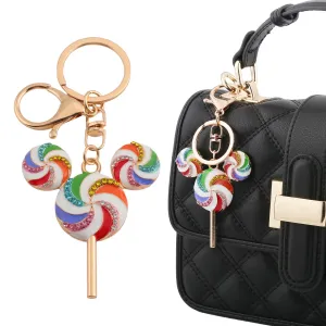 Creative Fashion Multicolor Rhinestone Lollipop Keychain