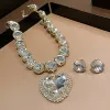 Necklace With Earrings-Gold-White