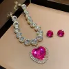 Necklace With Earrings-Gold-Rose