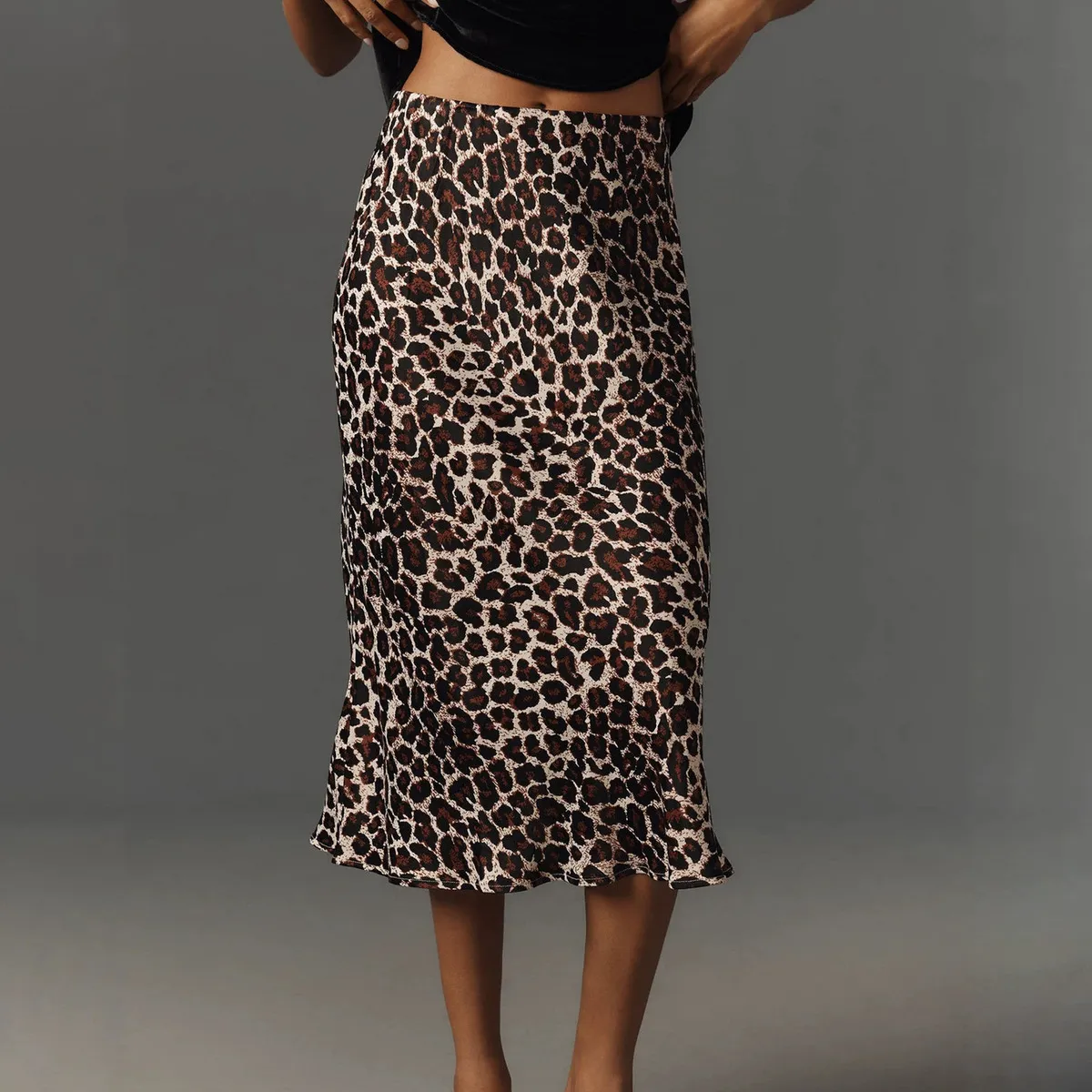 Women Fashion Casual Leopard Printed High Waist Skirt