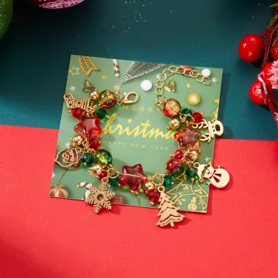 Christmas Women Fashion Creative Christmas Tree Old Man Snowflake Pendant Bracelet