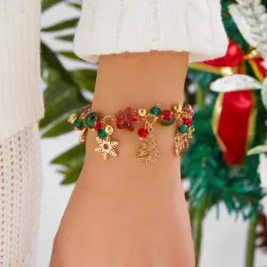 Christmas Women Fashion Creative Christmas Tree Old Man Snowflake Pendant Bracelet