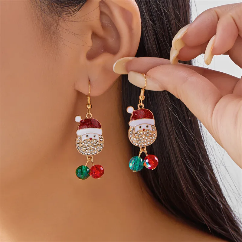 Christmas Women Fashion Cute Diamond-Encrusted Snowman Earrings