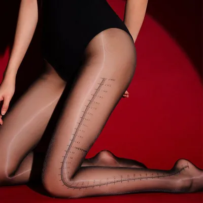 Women Fashion Sexy Printed Thin Bright Silk Stockings
