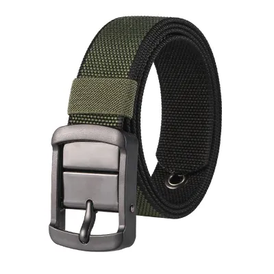 Men'S Fashion Casual Canvas Double-Sided Dual-Purpose Two-Color Rotatable Pin Buckle Belt
