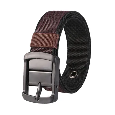 Men'S Fashion Casual Canvas Double-Sided Dual-Purpose Two-Color Rotatable Pin Buckle Belt