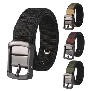 Men'S Fashion Casual Canvas Double-Sided Dual-Purpose Two-Color Rotatable Pin Buckle Belt