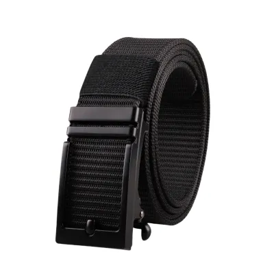 Men Fashion Casual Business Solid Color Imitation Pin Buckle Automatic Buckle Nylon Woven Belt