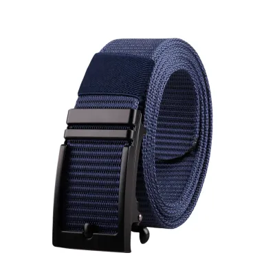 Men Fashion Casual Business Solid Color Imitation Pin Buckle Automatic Buckle Nylon Woven Belt