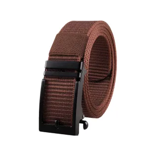 Men Fashion Casual Business Solid Color Imitation Pin Buckle Automatic Buckle Nylon Woven Belt