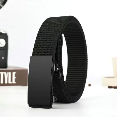 Men Fashion Solid Color Automatic Buckle Nylon Canvas Quick-Drying Belt