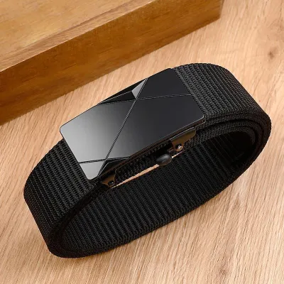 Men Fashion Solid Color Automatic Buckle Nylon Canvas Quick-Drying Belt