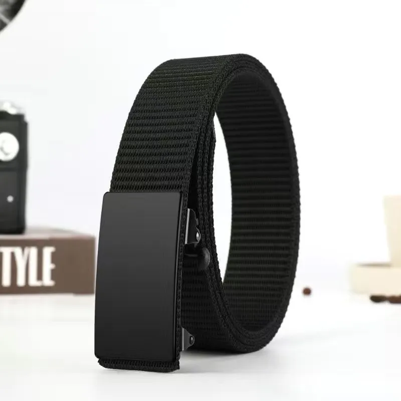 Men Fashion Solid Color Automatic Buckle Nylon Canvas Quick-Drying Belt