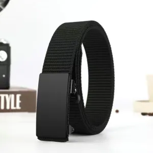 Men Fashion Solid Color Automatic Buckle Nylon Canvas Quick-Drying Belt