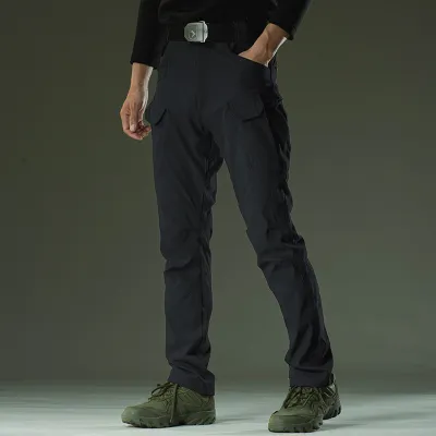 Men Fashion Casual Outdoor Solid Color Stretch Multi-Pocket Cargo Pants
