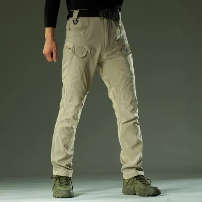 Men Fashion Casual Outdoor Solid Color Stretch Multi-Pocket Cargo Pants