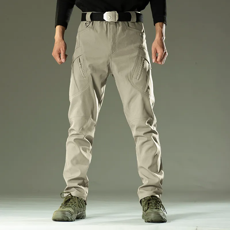 Men Fashion Casual Outdoor Solid Color Stretch Multi-Pocket Cargo Pants