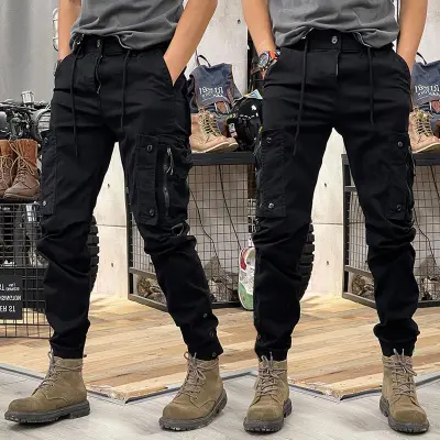 Men'S Fashion Casual Spring And Autumn Slim-Fit Multi Pocket Cargo Pants