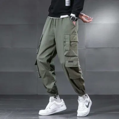 Men'S Fashion Casual Solid Color Multi-Pocket Wear-Resistant Cargo Pants