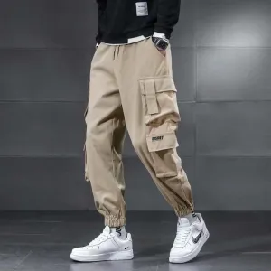 Men'S Fashion Casual Solid Color Multi-Pocket Wear-Resistant Cargo Pants