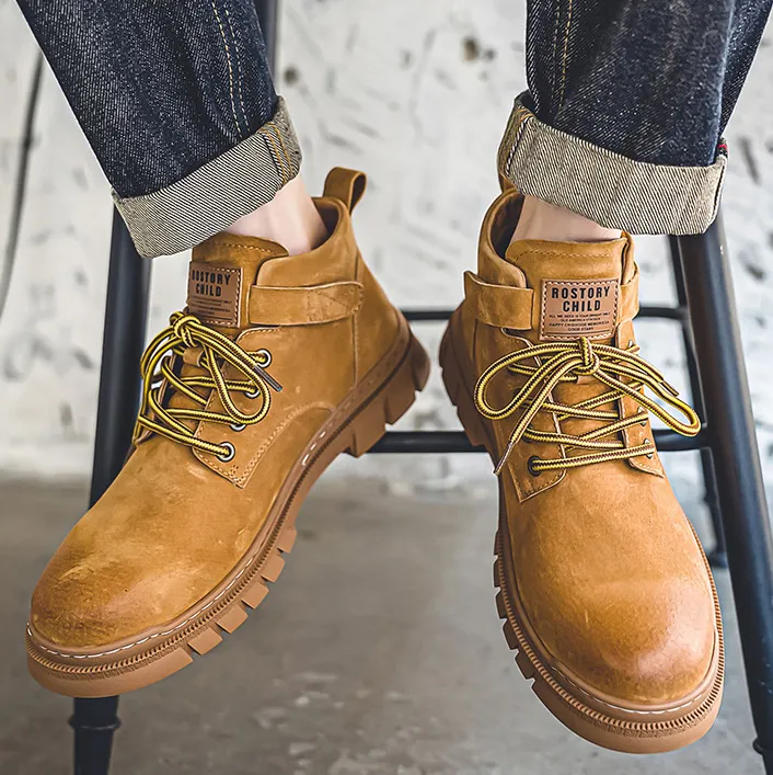 Men Fashion Casual Retro Leather Mid-Boots