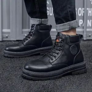 Men'S Fashion Casual Autumn And Winter Waterproof Non-Slip Labor Leather Boots