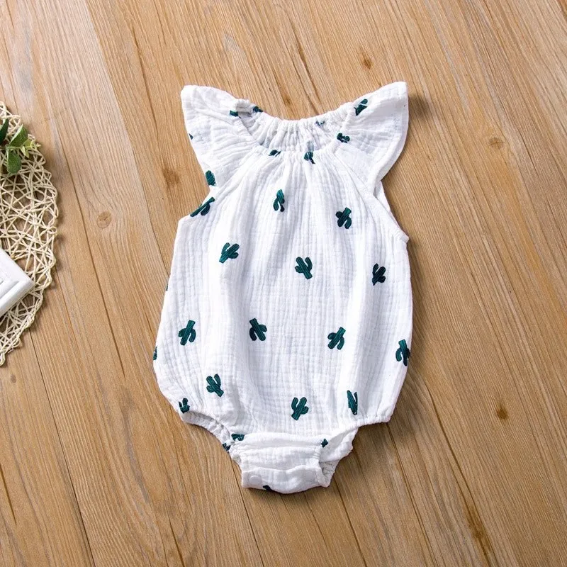 Kids Baby'S Girls Fashion Casual Cactus Printed Cartoon Pattern Bodysuits