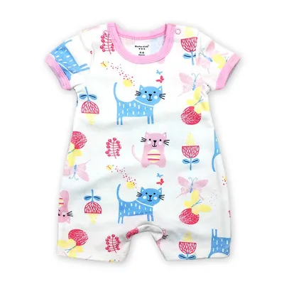 Kids Baby'S Boys And Girls Fashion Cactus Printed Cotton Short-Sleeve Jumpsuits
