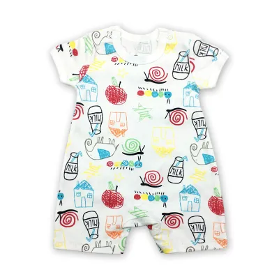 Kids Baby'S Boys And Girls Fashion Cactus Printed Cotton Short-Sleeve Jumpsuits