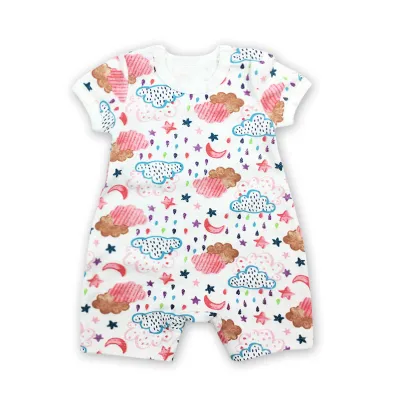 Kids Baby'S Boys And Girls Fashion Cactus Printed Cotton Short-Sleeve Jumpsuits