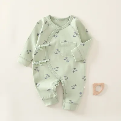 Kids Baby Boys And Girls Fashion Cactus Printed Cotton Long-Sleeve Jumpsuits
