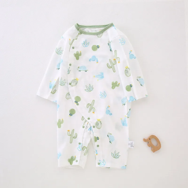 Kids Baby Boys And Girls Fashion Cactus Printed Cotton Long-Sleeve Jumpsuits