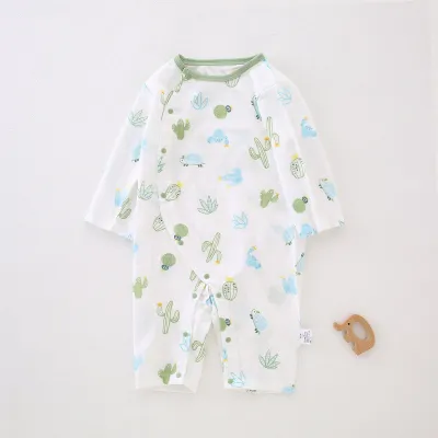Kids Baby Boys And Girls Fashion Cactus Printed Cotton Long-Sleeve Jumpsuits