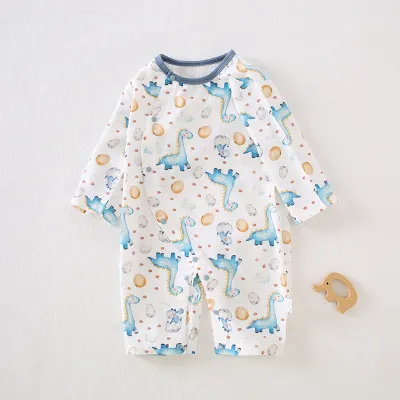 Kids Baby Boys And Girls Fashion Cactus Printed Cotton Long-Sleeve Jumpsuits