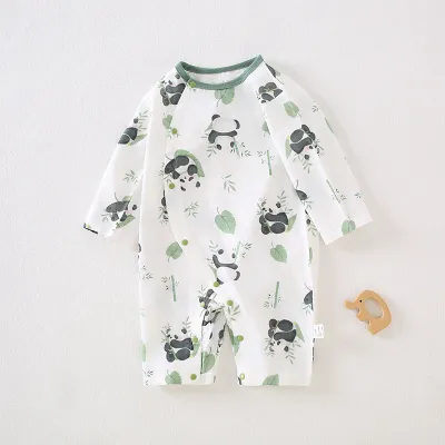 Kids Baby Boys And Girls Fashion Cactus Printed Cotton Long-Sleeve Jumpsuits