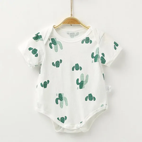kids baby boys and girls fashion Summer  Thin Cactus Jacquard Short-Sleeve bodysuits
