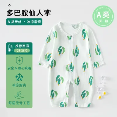 Kids Baby'S Boys And Girls Fashion Cactus Printed Thin Breathable Long-Sleeve Jumpsuit