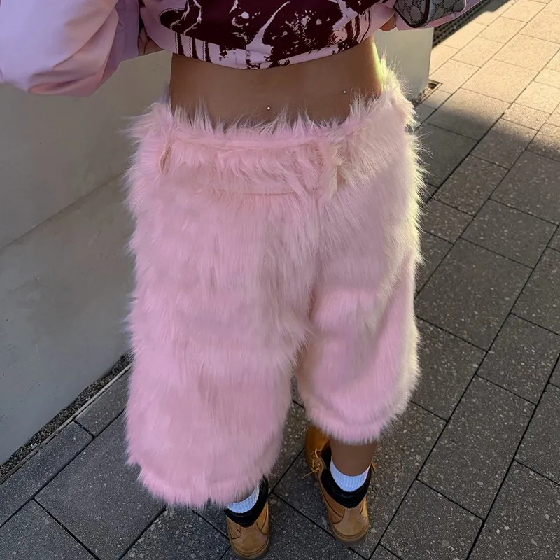Autumn Women Hip-Hop Plush Loose Shorts