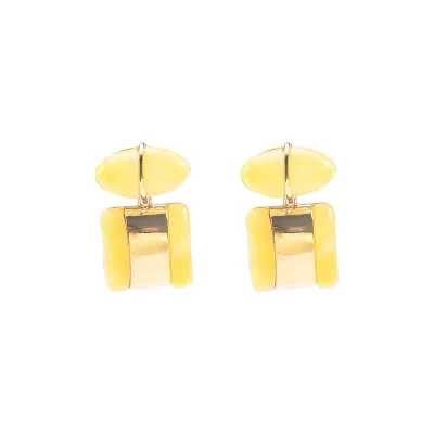 Women Fashion Retro Contrast Color Geometric Resin Earrings