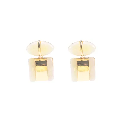 Women Fashion Retro Contrast Color Geometric Resin Earrings